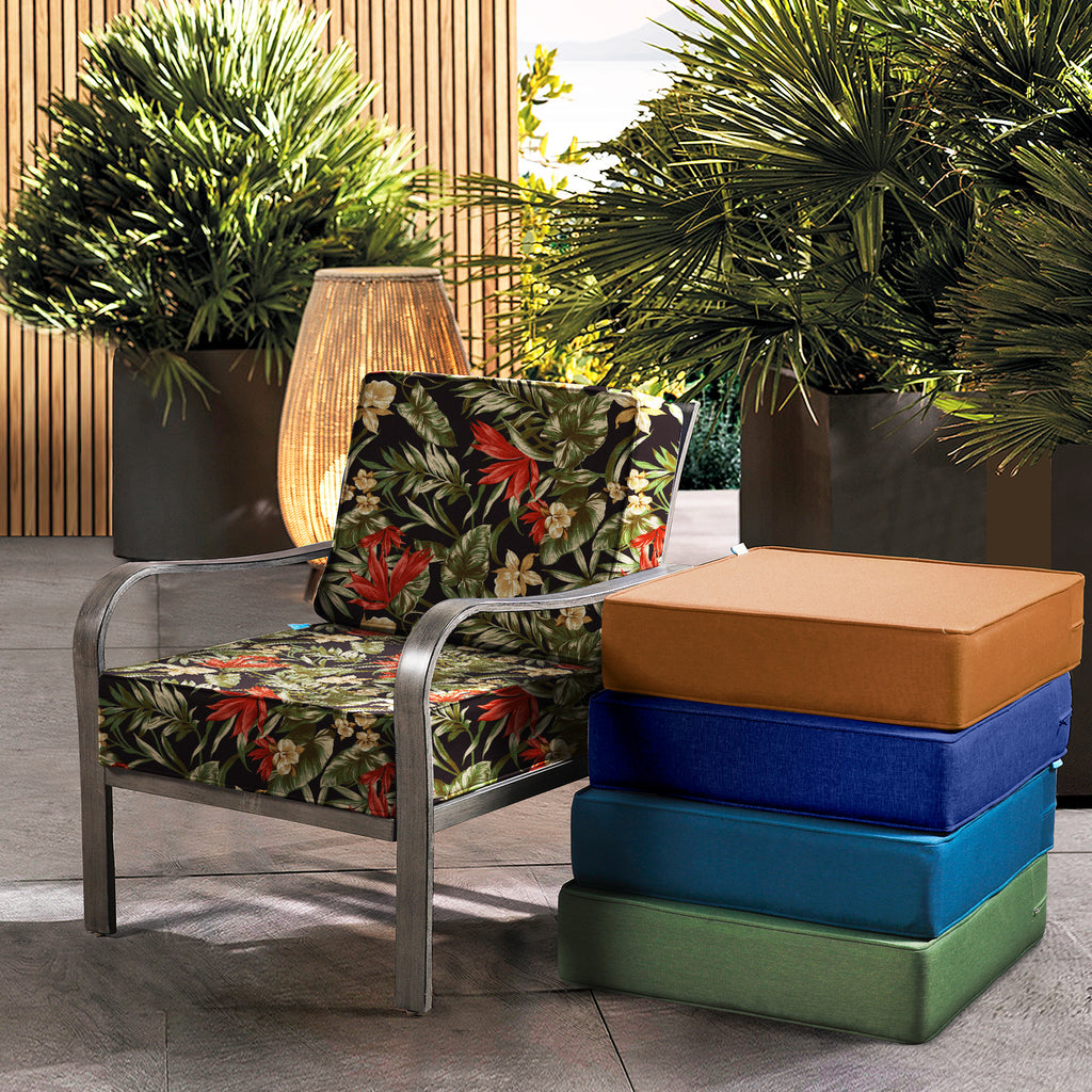 ARTPLAN Outdoor Deep Seat Slipcovers，Set of 2 24x24x6" 18x24 Olefin,Square Outdoor Cushion Cover, for Patio Funiture