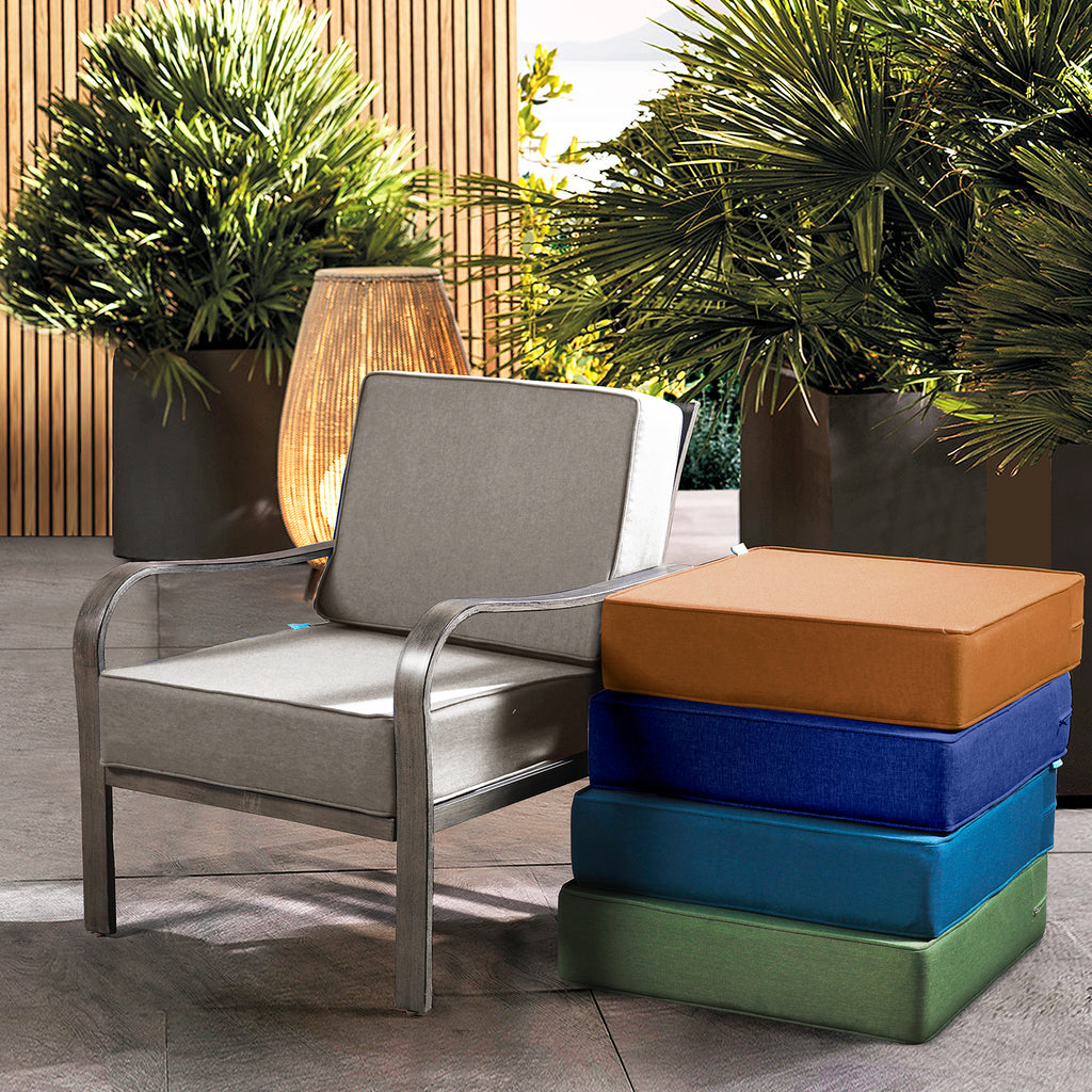 ARTPLAN Outdoor Deep Seat Slipcovers，Set of 2 24x24x6" 18x24 Olefin,Square Outdoor Cushion Cover, for Patio Funiture
