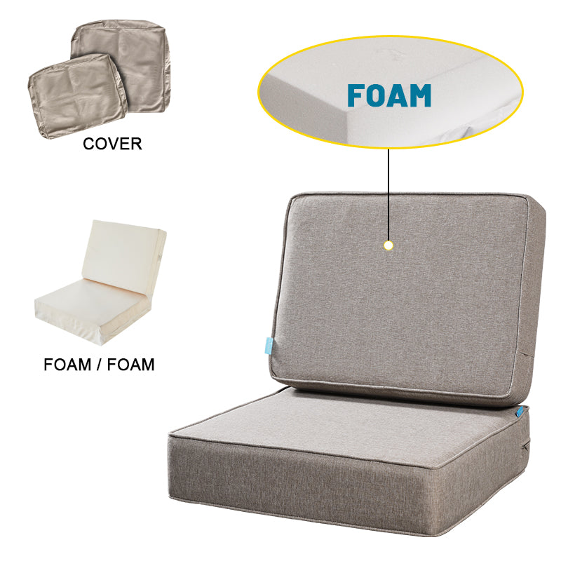 ARTPLAN Outdoor Deep Seat Slipcovers，Set of 2 24x24x6" 18x24 Olefin,Square Outdoor Cushion Cover, for Patio Funiture