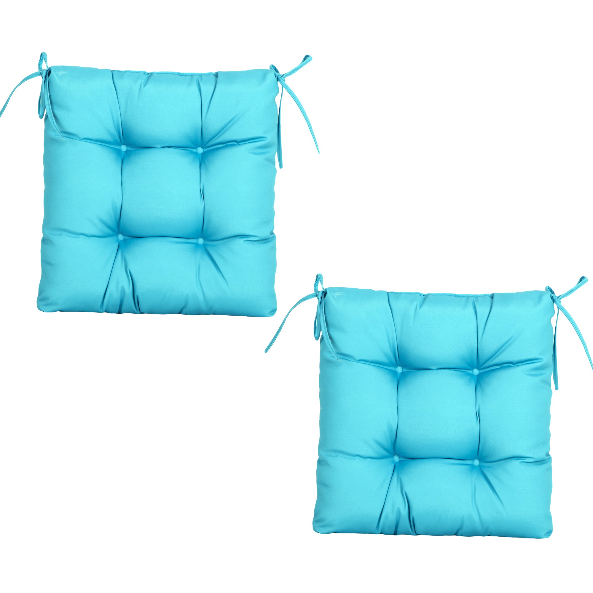 ARTPLANT Outdoor Dinning Seat Pads Cushions with Tie 19"x19"x4",Square Wicker Outdoor Tufted Chair Cushion,Set of 2