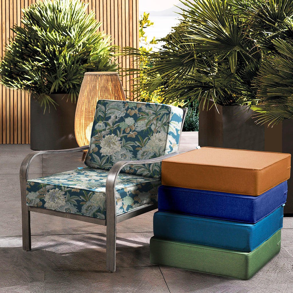 ARTPLAN Outdoor Deep Seat Slipcovers，Set of 2 24x24x6" 18x24 Olefin,Square Outdoor Cushion Cover, for Patio Funiture