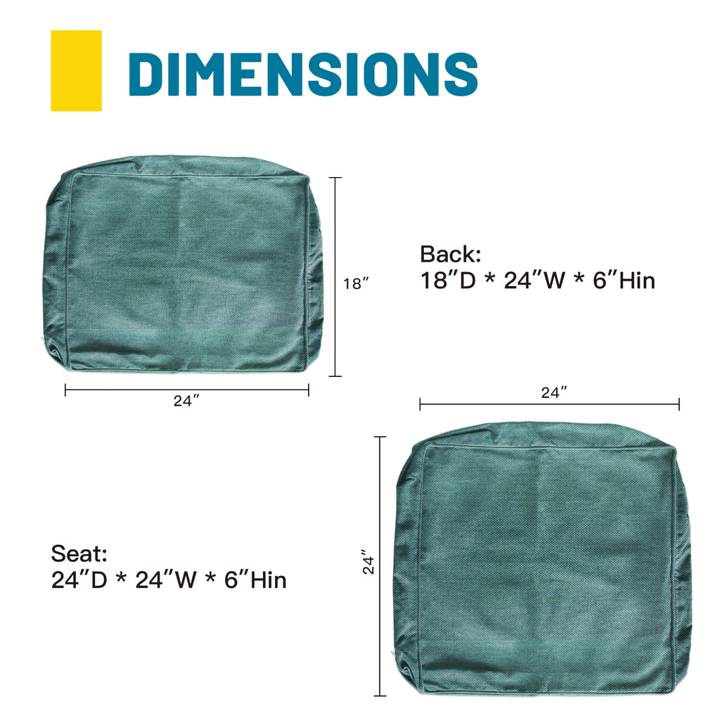 ARTPLAN Outdoor Deep Seat Slipcovers，Set of 2 24x24x6" 18x24 Olefin,Square Outdoor Cushion Cover, for Patio Funiture