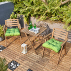ARTPLANT Outdoor Dinning Seat Pads Cushions with Tie 19"x19"x4",Square Wicker Outdoor Tufted Chair Cushion,Set of 2