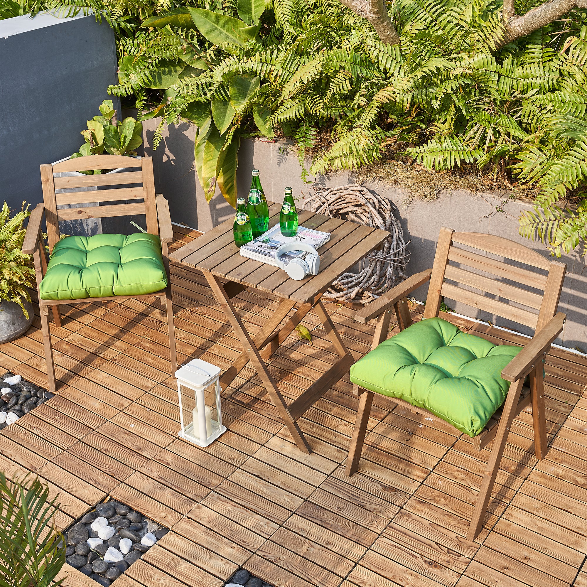 ARTPLANT Outdoor Dinning Seat Pads Cushions with Tie 19"x19"x4",Square Wicker Outdoor Tufted Chair Cushion,Set of 2