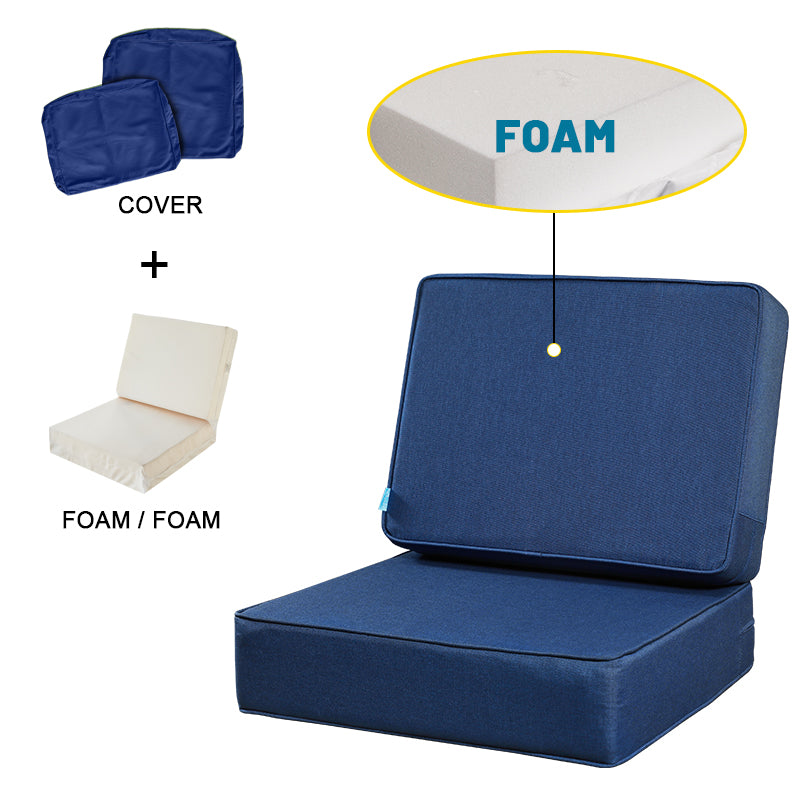 ARTPLAN Outdoor Deep Seat Slipcovers，Set of 2 24x24x6" 18x24 Olefin,Square Outdoor Cushion Cover, for Patio Funiture