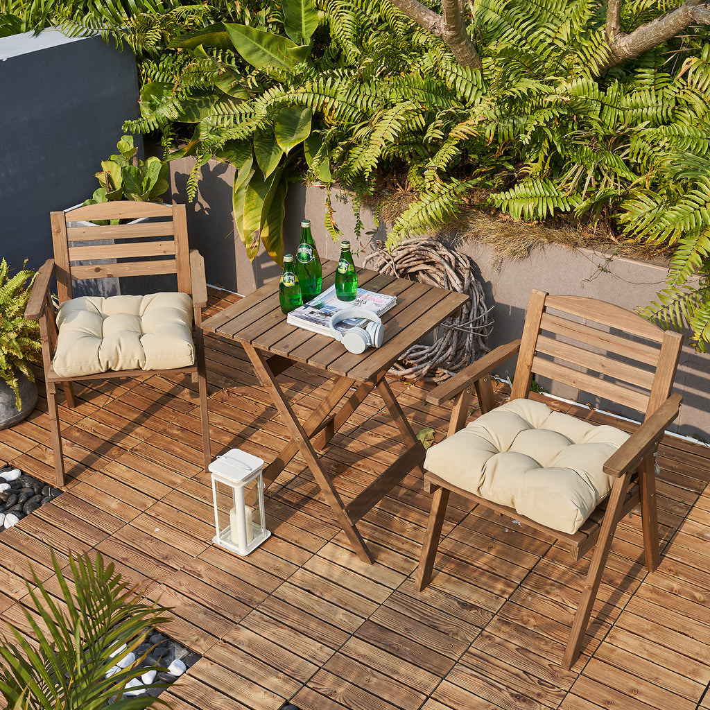 ARTPLANT Outdoor Dinning Seat Pads Cushions with Tie 19"x19"x4",Square Wicker Outdoor Tufted Chair Cushion,Set of 2