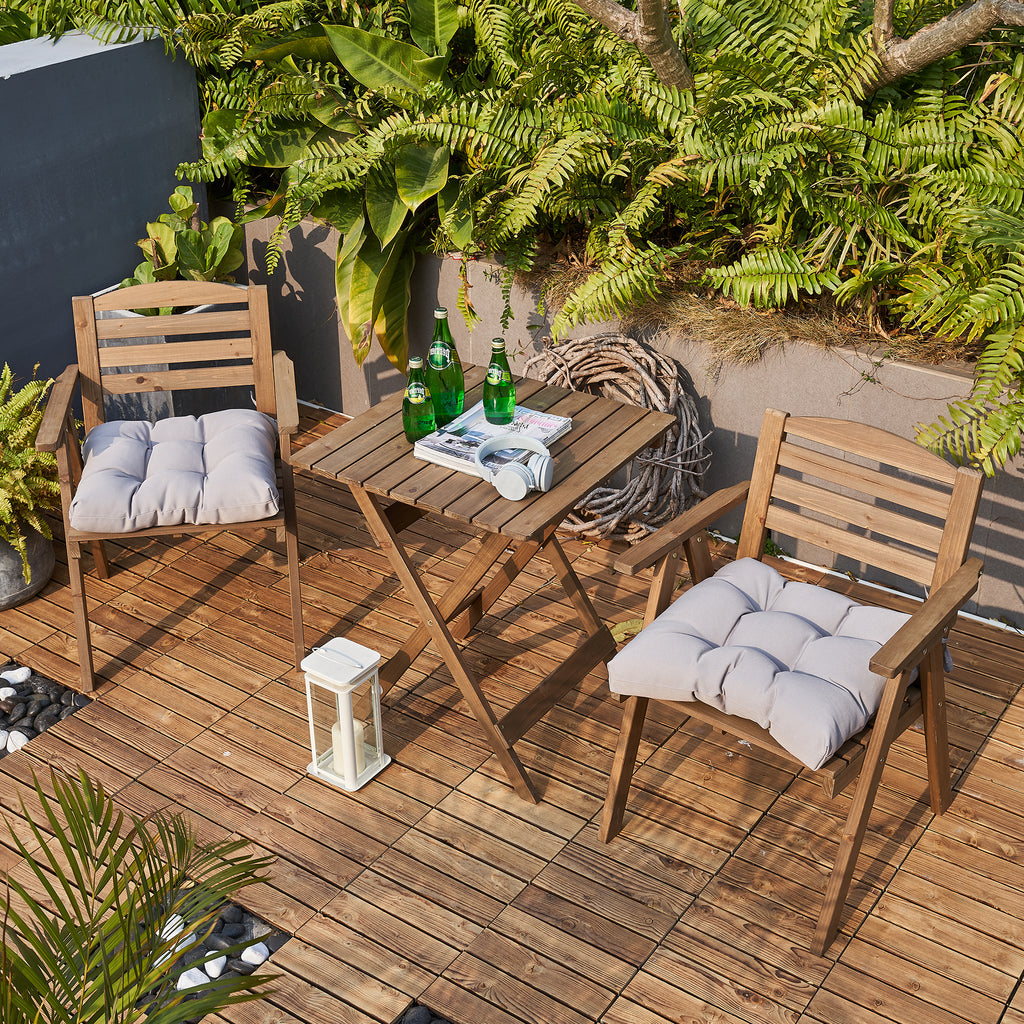ARTPLANT Outdoor Dinning Seat Pads Cushions with Tie 19"x19"x4",Square Wicker Outdoor Tufted Chair Cushion,Set of 2