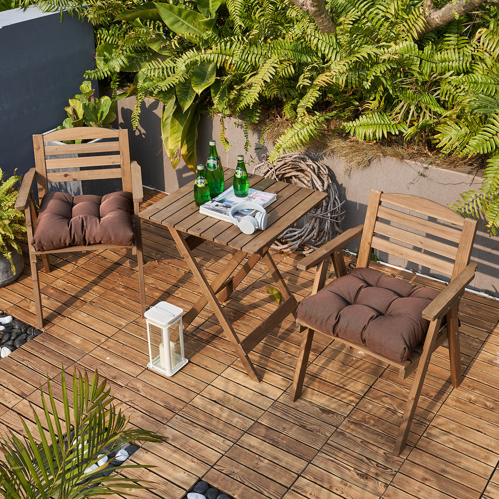 ARTPLANT Outdoor Dinning Seat Pads Cushions with Tie 19"x19"x4",Square Wicker Outdoor Tufted Chair Cushion,Set of 2