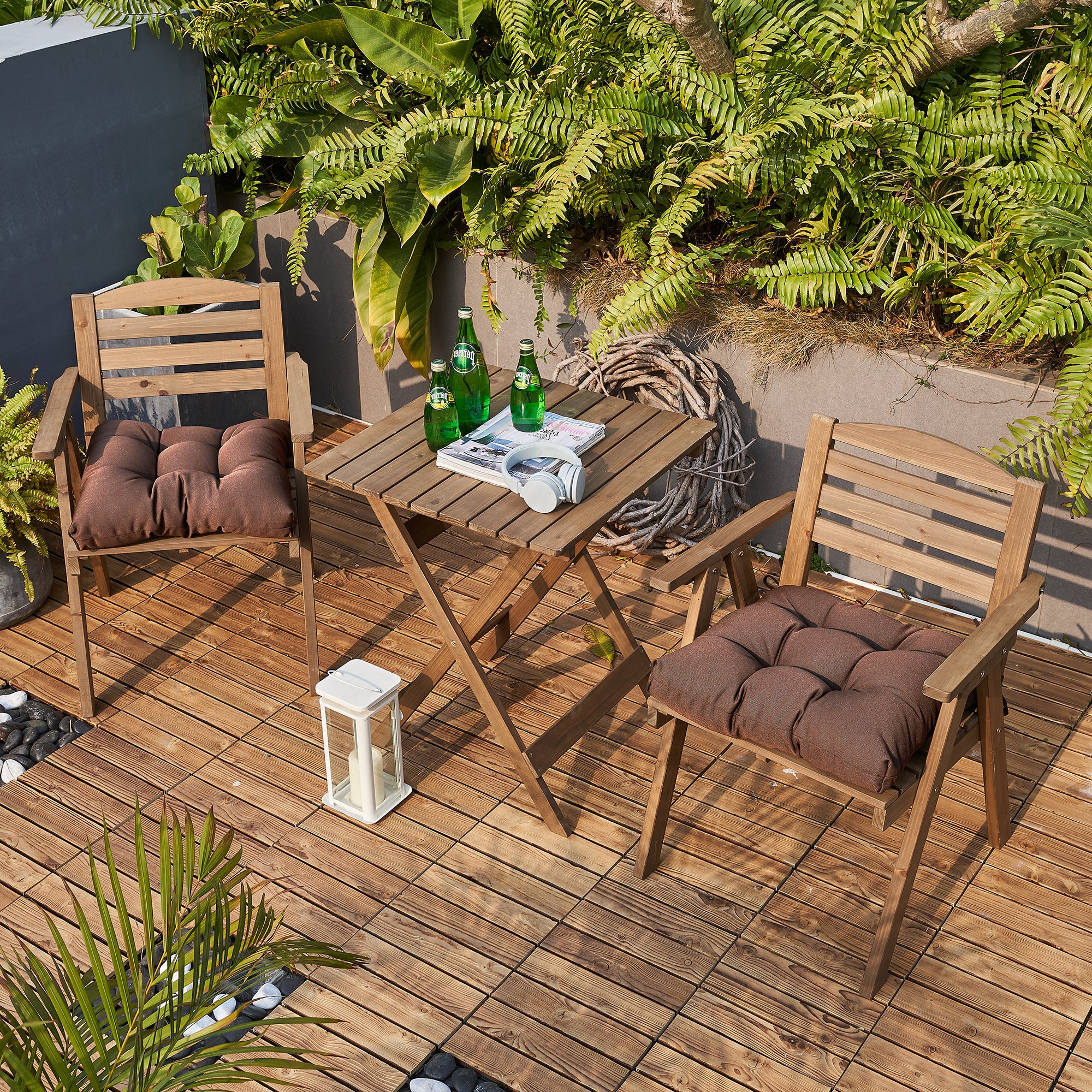 ARTPLANT Outdoor Dinning Seat Pads Cushions with Tie 19"x19"x4",Square Wicker Outdoor Tufted Chair Cushion,Set of 2