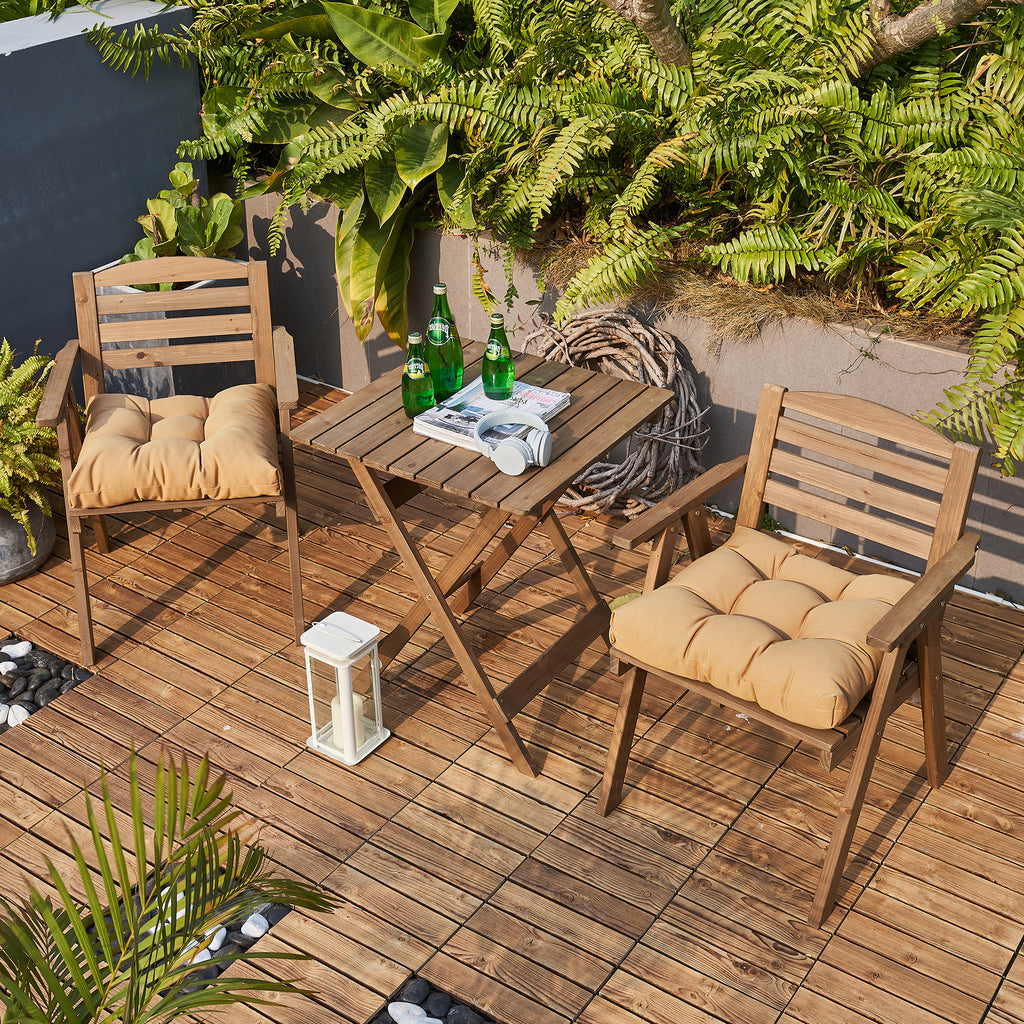 ARTPLANT Outdoor Dinning Seat Pads Cushions with Tie 19"x19"x4",Square Wicker Outdoor Tufted Chair Cushion,Set of 2