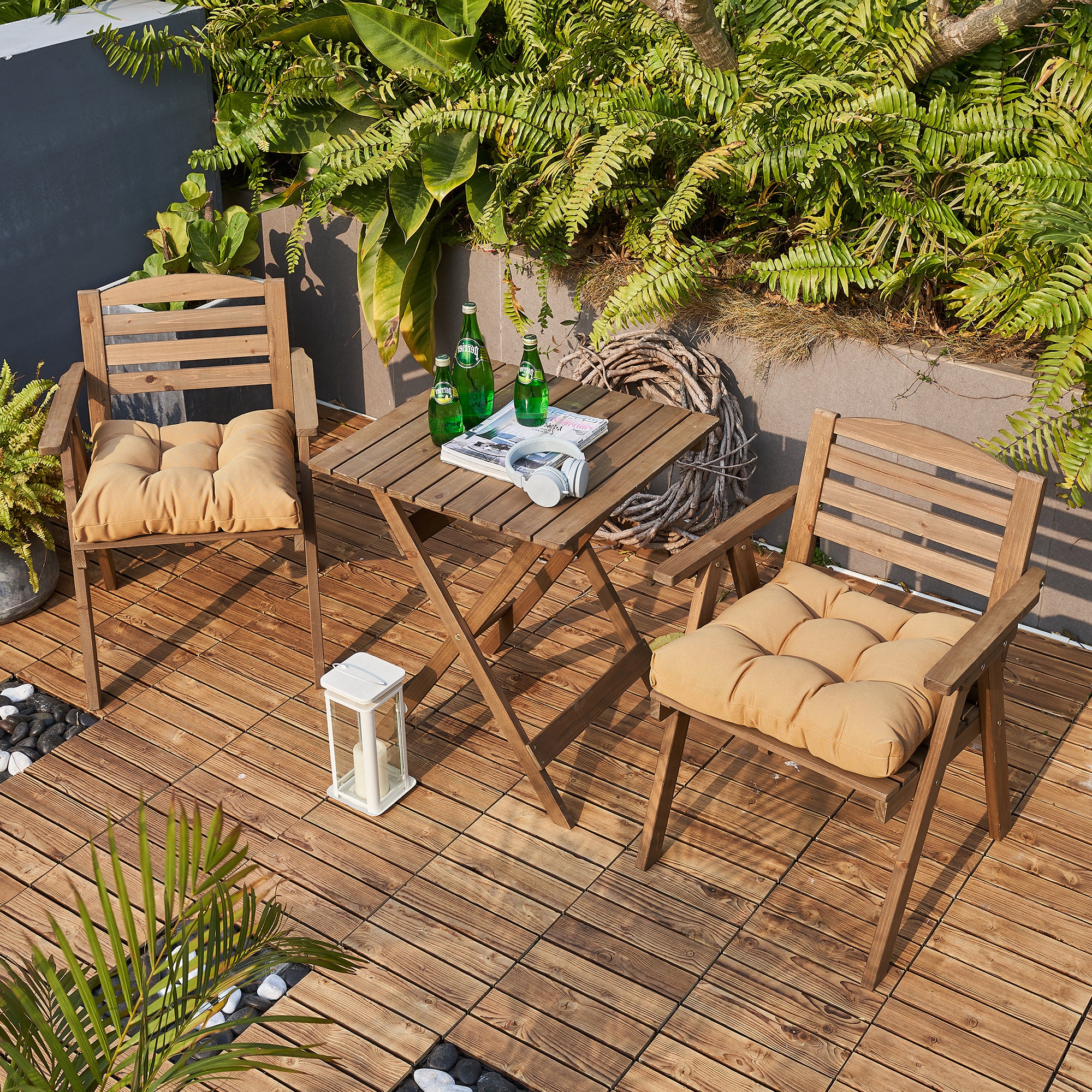 ARTPLANT Outdoor Dinning Seat Pads Cushions with Tie 19"x19"x4",Square Wicker Outdoor Tufted Chair Cushion,Set of 2