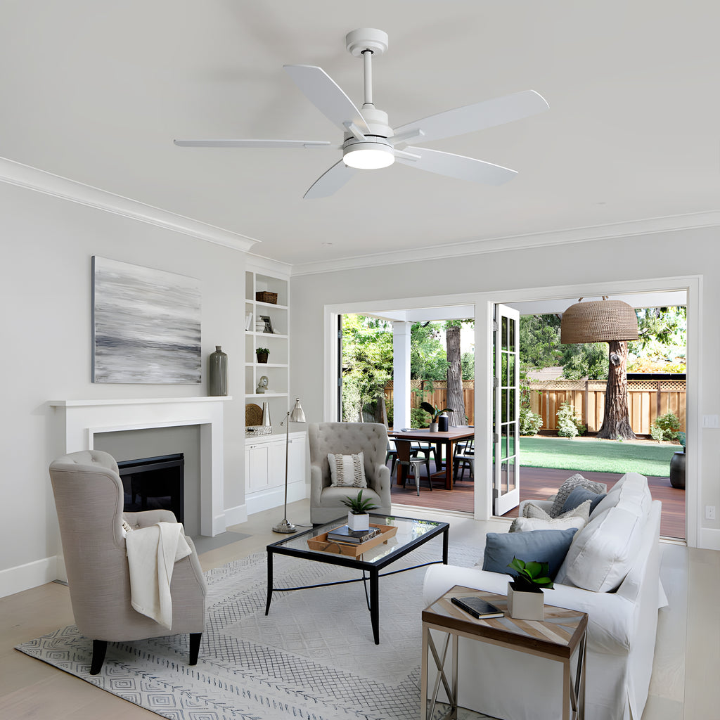 Ceiling Fans with Lights and Remote - 52 Inch Flush Mount Ceiling Fan with Noiseless Reversible DC Motor Timer LED Ceiling Fan for Bedroom Living Room Dining Room