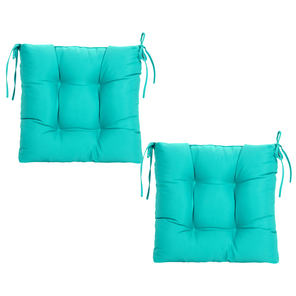 ARTPLANT Outdoor Dinning Seat Pads Cushions with Tie 19"x19"x4",Square Wicker Outdoor Tufted Chair Cushion,Set of 2