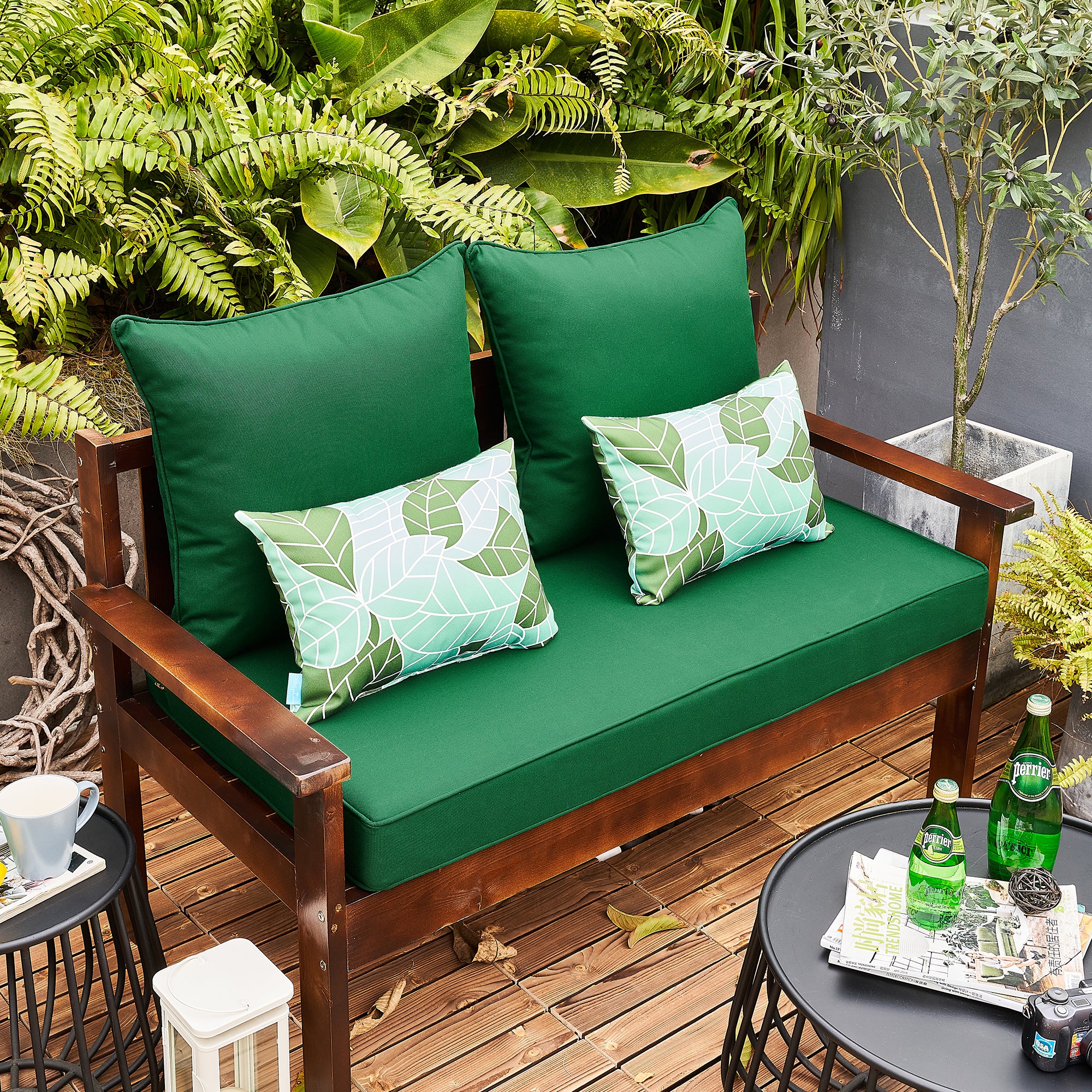 ARTPLAN Patio Bench Cushions Set of 5, Outdoor Sofa Cushions | All-Weather Fabric | Lumbar Support Pillows | Waterproof & Fade-Resistant for Sectionals