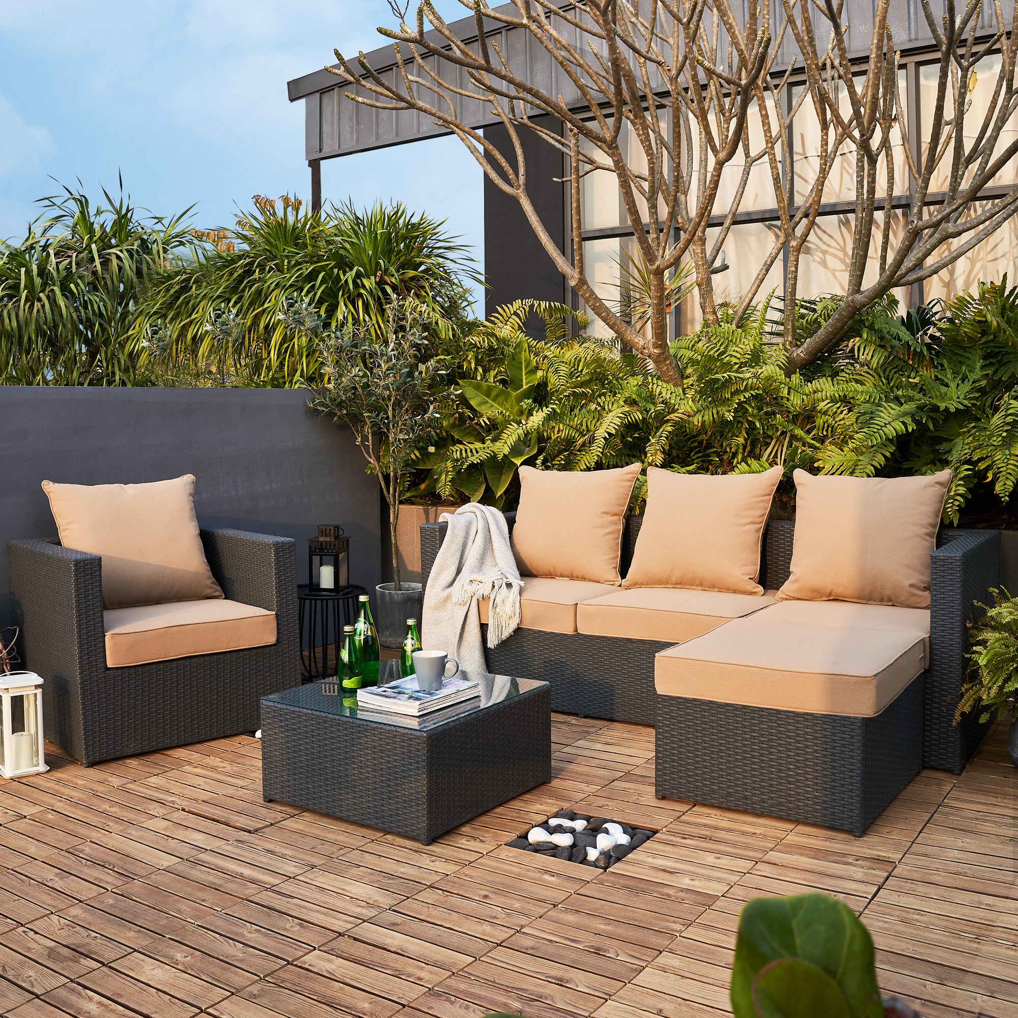 ARTPLAN 2-Piece Deep Seat Cushion Set with Backrest - Multiple Colors | All-Weather Outdoor Sofa Cushions for Sectionals & Patio Conversation Sets