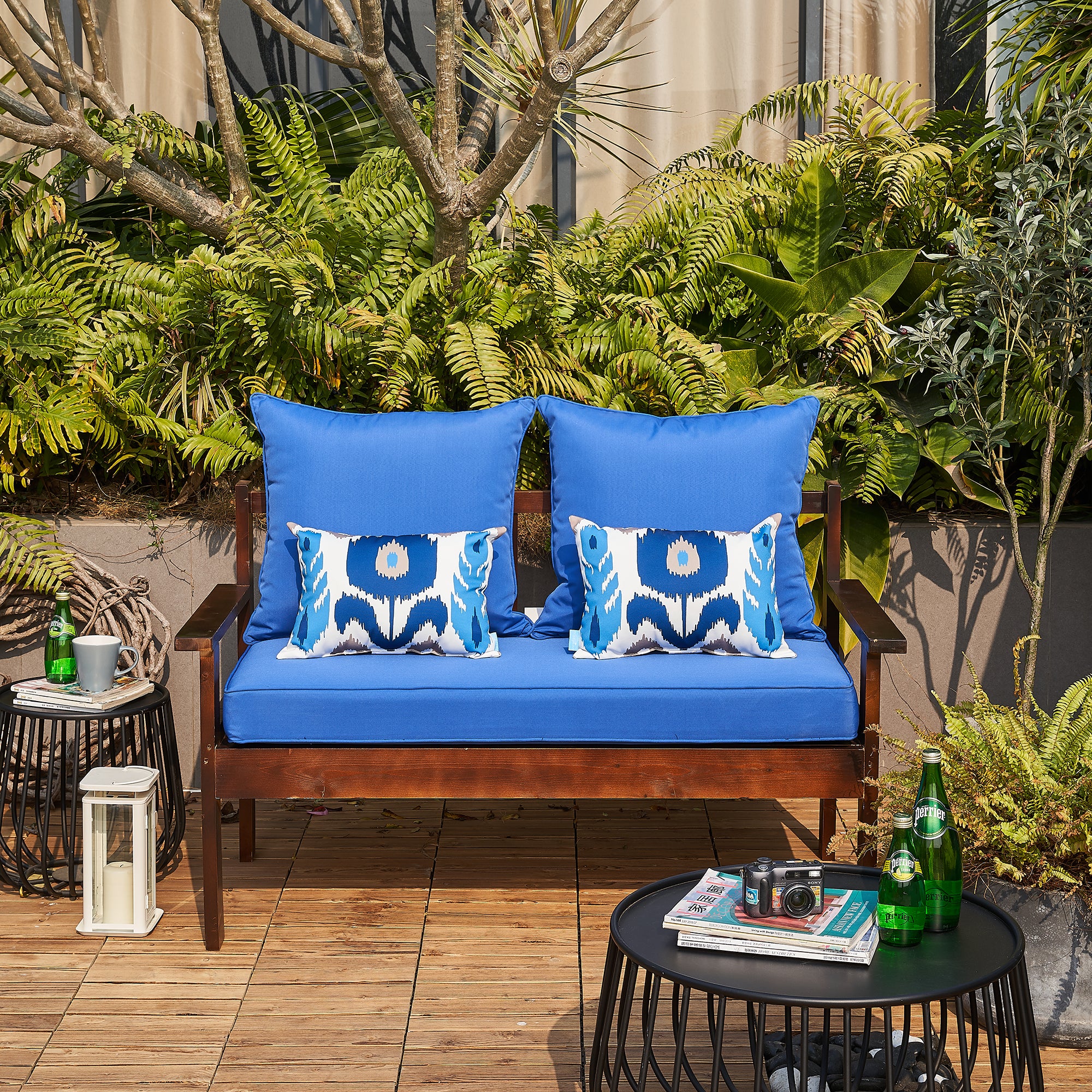 ARTPLAN Patio Bench Cushions Set of 5, Outdoor Sofa Cushions | All-Weather Fabric | Lumbar Support Pillows | Waterproof & Fade-Resistant for Sectionals