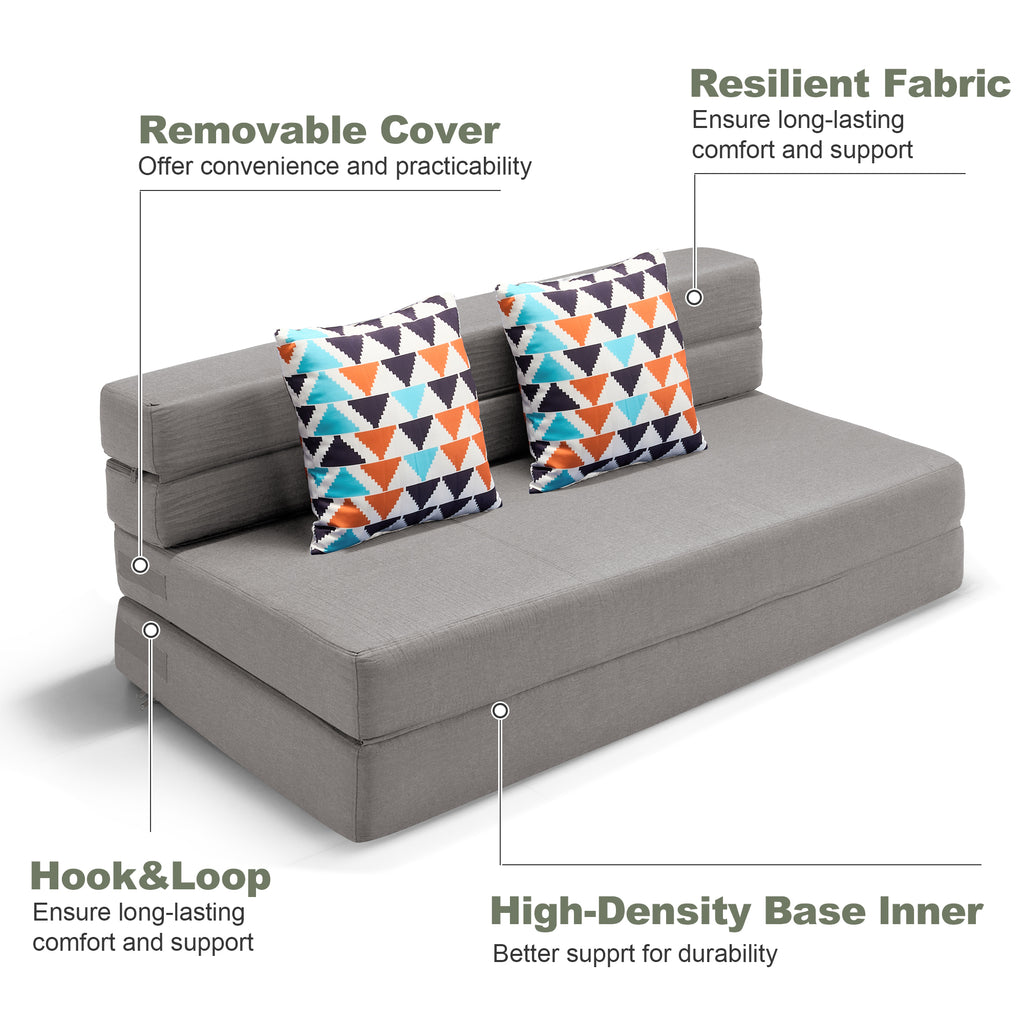 Convertible Folding Sofa Bed, High-Density Memory Foam Sofa Bed with a Fluffy Pillow, Modern Futon Floor Couch Guest Bed for Living Room/Dorm/Guest Use/Home Office/Apartment