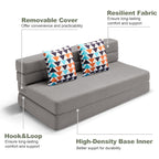 Convertible Folding Sofa Bed, High-Density Memory Foam Sofa Bed with a Fluffy Pillow, Modern Futon Floor Couch Guest Bed for Living Room/Dorm/Guest Use/Home Office/Apartment