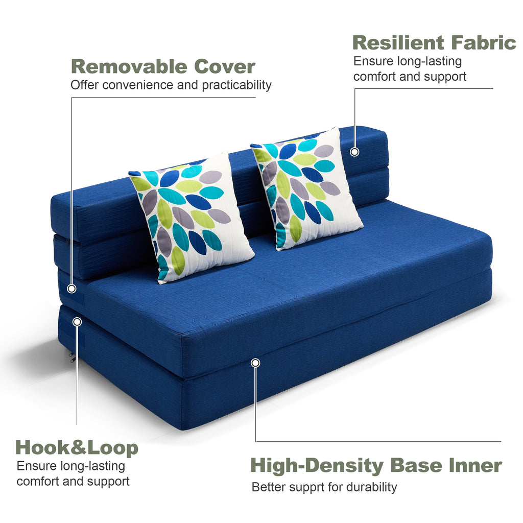 Convertible Folding Sofa Bed, High-Density Memory Foam Sofa Bed with a Fluffy Pillow, Modern Futon Floor Couch Guest Bed for Living Room/Dorm/Guest Use/Home Office/Apartment