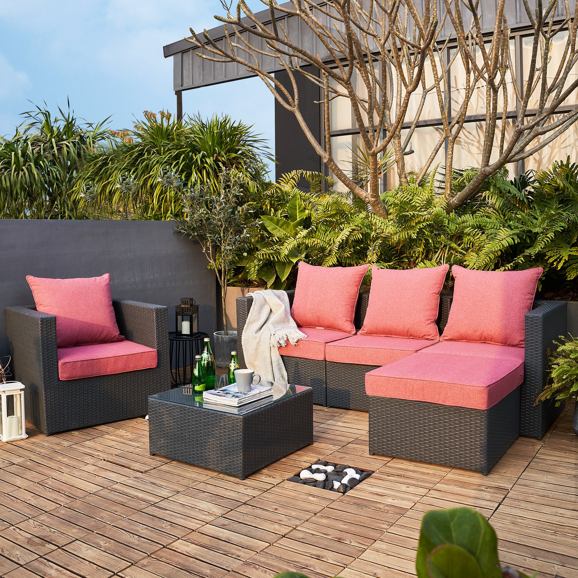 ARTPLAN 2-Piece Deep Seat Cushion Set with Backrest - Multiple Colors | All-Weather Outdoor Sofa Cushions for Sectionals & Patio Conversation Sets