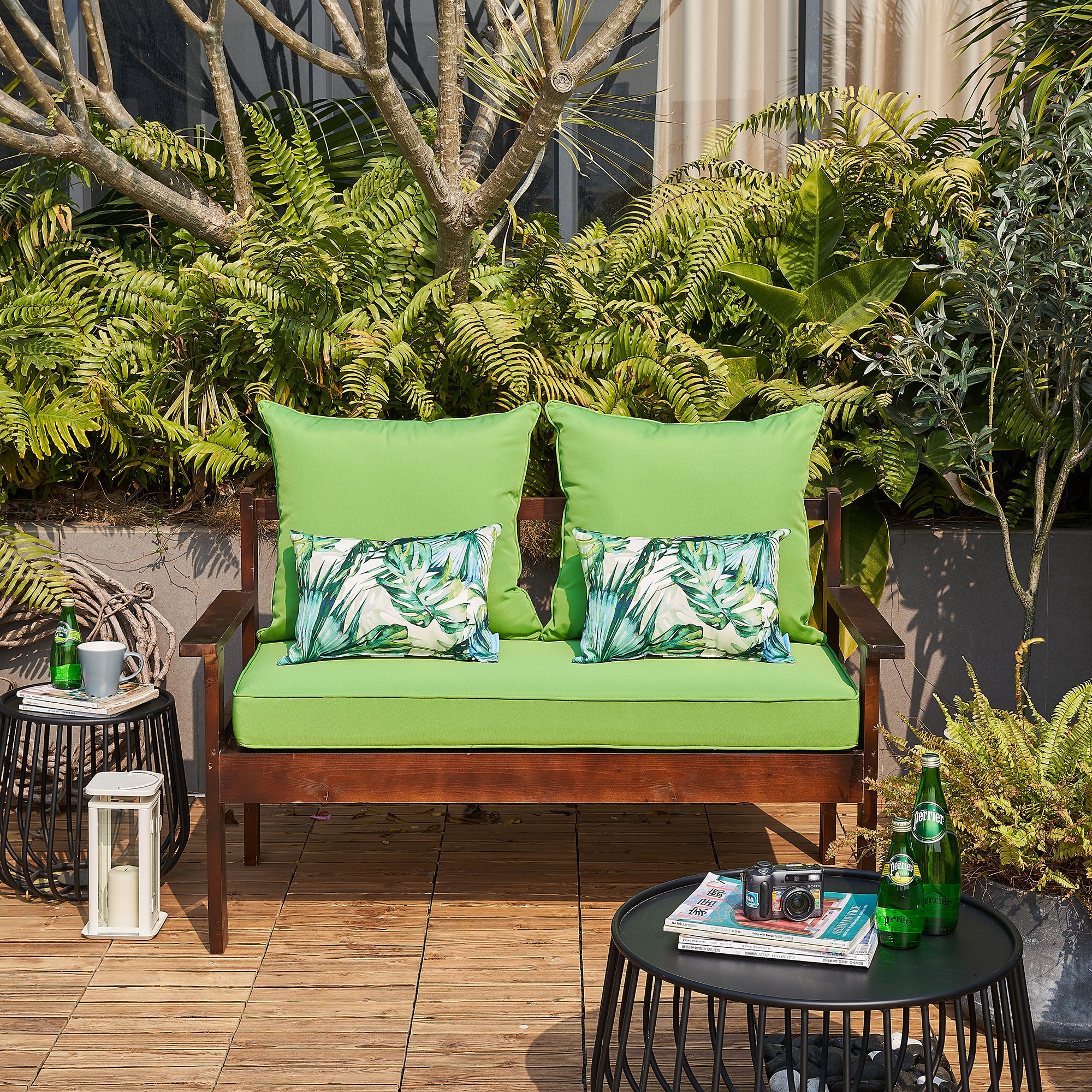 ARTPLAN Patio Bench Cushions Set of 5, Outdoor Sofa Cushions | All-Weather Fabric | Lumbar Support Pillows | Waterproof & Fade-Resistant for Sectionals