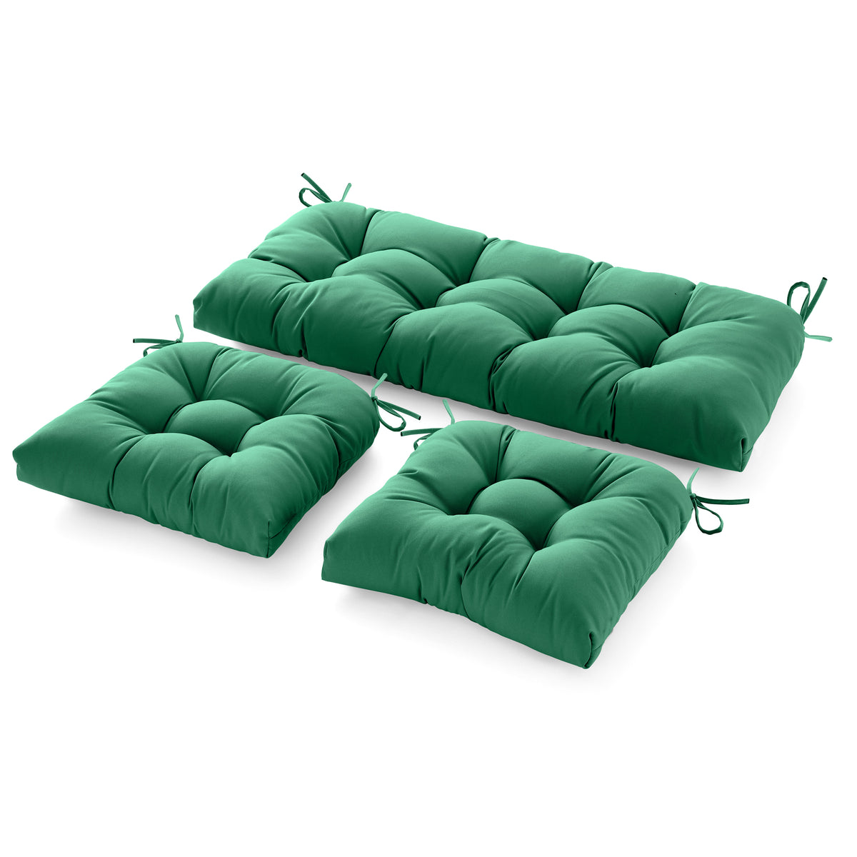3 Pieces Outdoor Chair Cushions Clearance with Ties,44x19x5 Inches,1 Love seat &2 U-Shape Tufted Patio Bench Cushions for Wicker Outdoor Furniture,All Weather