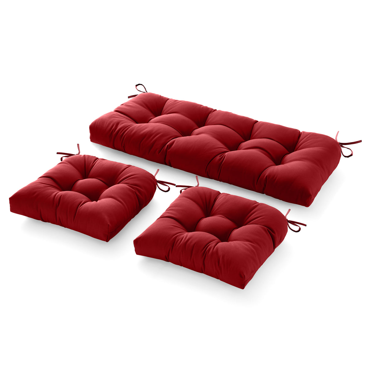 3 Pieces Outdoor Chair Cushions Clearance with Ties,44x19x5 Inches,1 Love seat &2 U-Shape Tufted Patio Bench Cushions for Wicker Outdoor Furniture,All Weather