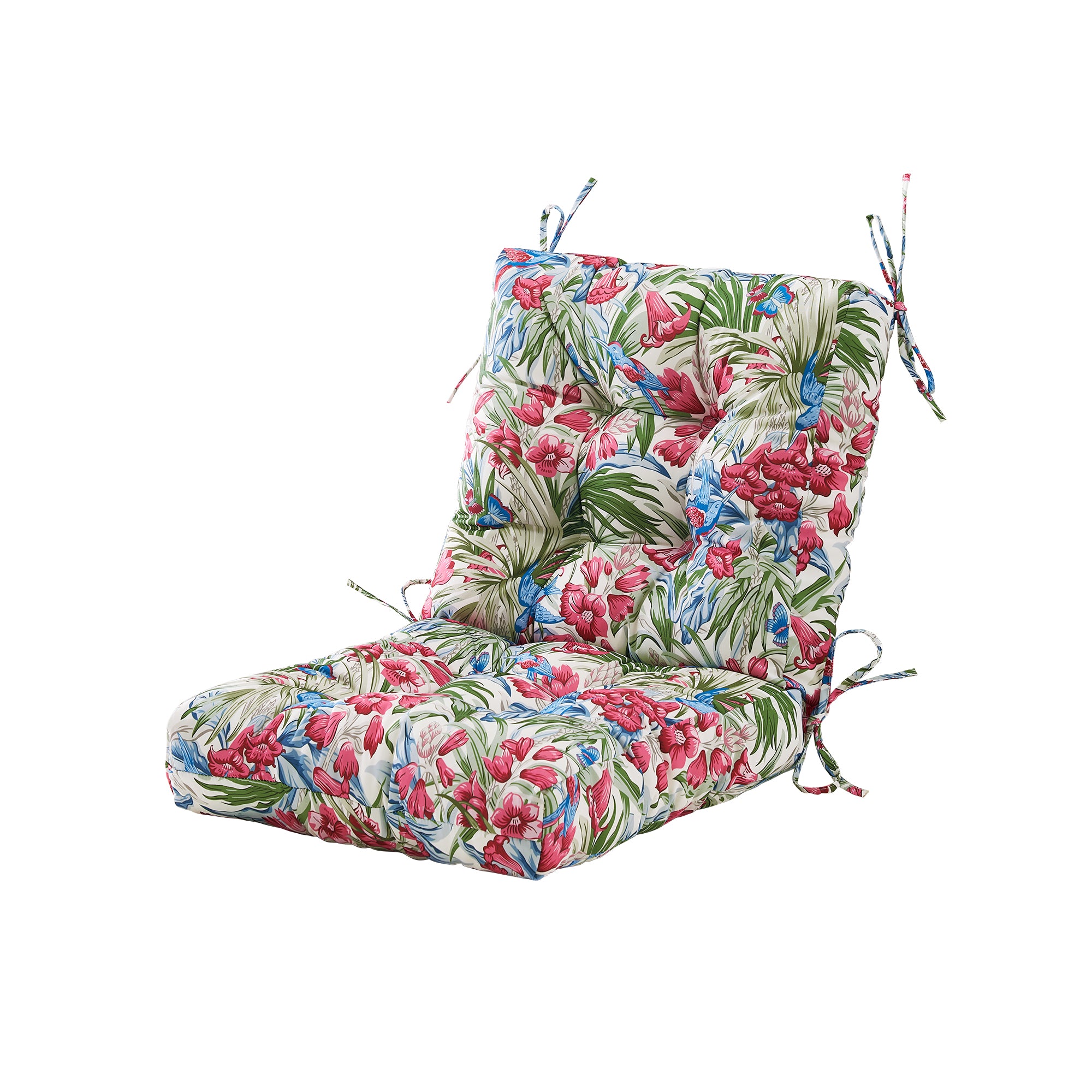 ARTPLAN Patio Chair Cushions Combined Seat and Back,Tufted Outdoor Swivel Chair Cushion with Tie,40"x20"x4",Floral