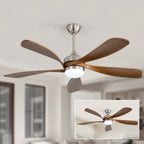 52 Inch Ceiling Fan with Light and Remote Control, 6-Speed Reversible Quiet DC Motor, 3 Color Temperatures LED Light, 3 Timer Settings, Adjustable Height for Large Room, Bedroom, Living Room (Walnut/Black/Orginal/White/Sakuragi)