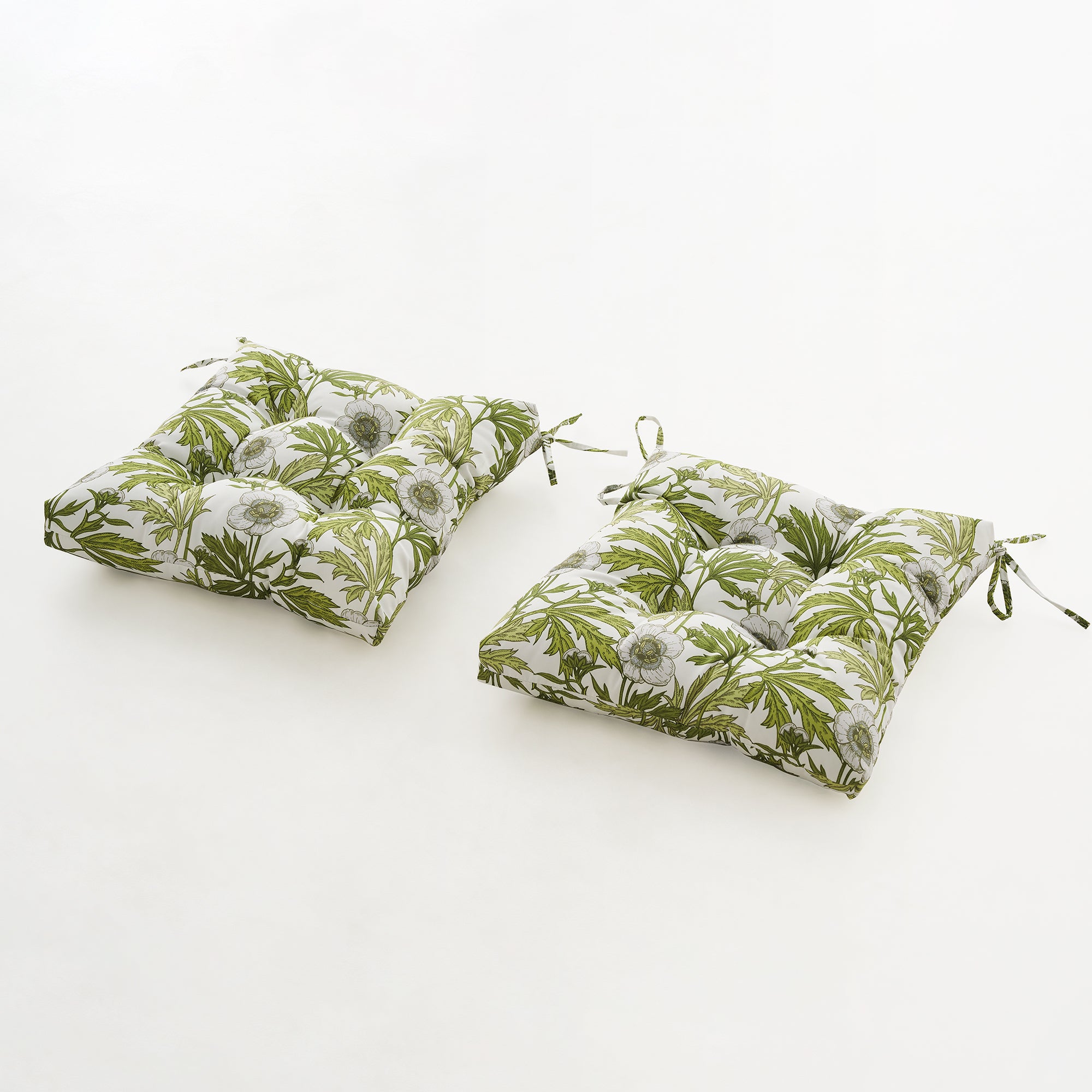 ARTPLANT Outdoor Dinning Seat Pads Cushions with Tie 19"x19"x4",Square Wicker Outdoor Tufted Chair Cushion,Set of 2