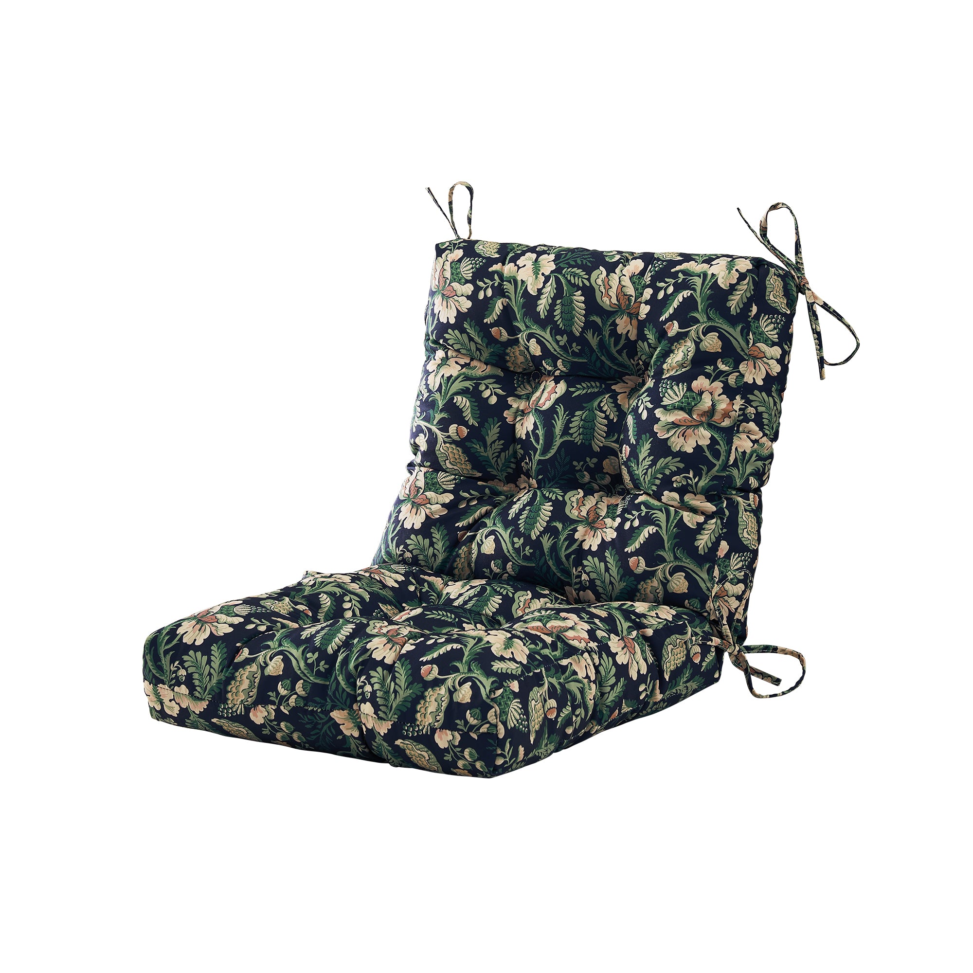 ARTPLAN Patio Chair Cushions Combined Seat and Back,Tufted Outdoor Swivel Chair Cushion with Tie,40"x20"x4",Floral