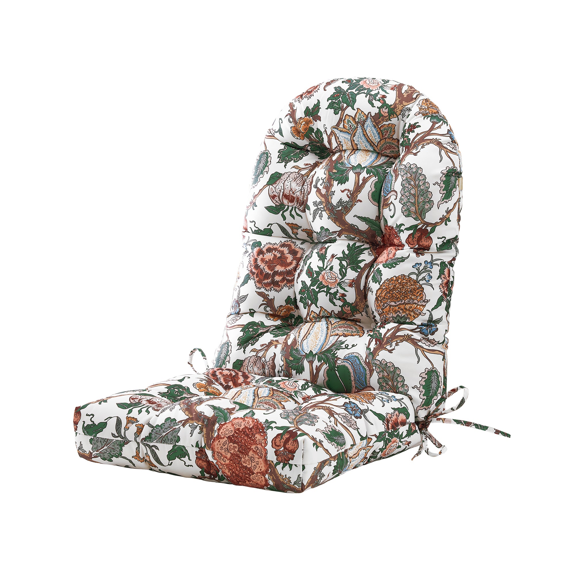 ARTPLAN Outdoor Adirondack Chair Cushion for Patio Furniture,Tufted Thick Seat & Round High Back Rocking Oudoor Colorful Cushion, 48"x21"x4" inches,Fade-Resistant,Floral