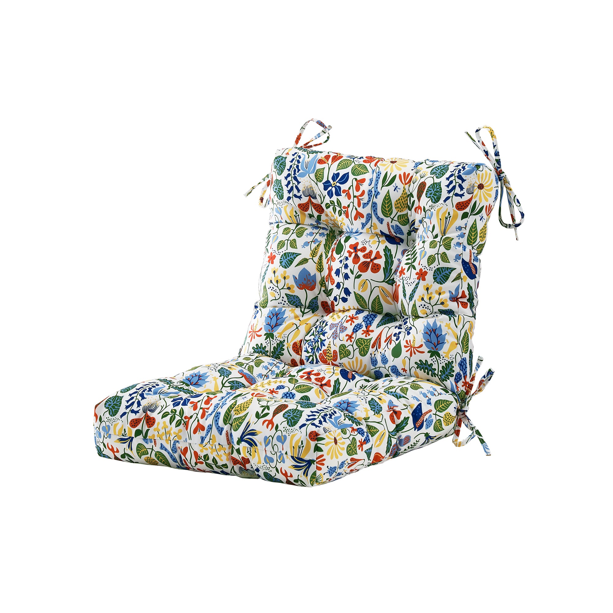 ARTPLAN Patio Chair Cushions Combined Seat and Back,Tufted Outdoor Swivel Chair Cushion with Tie,40"x20"x4",Floral