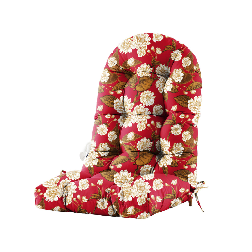 Floral High-Back Seat Cushion - Waterproof Outdoor Adirondack Chair Cushion for Patio Furniture with Tie, Vibrant Patterns, Premium Elastic Padding, Multi-Scenario Use