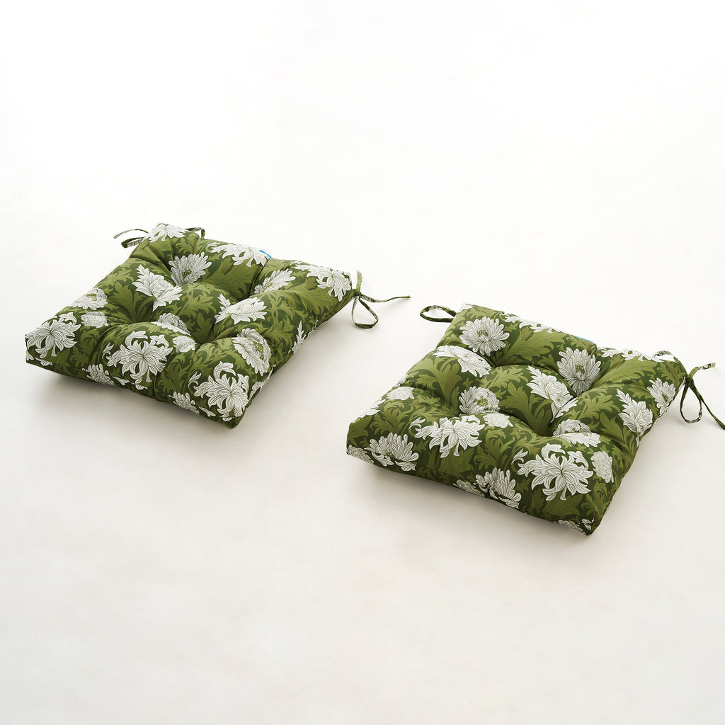 ARTPLANT Outdoor Dinning Seat Pads Cushions with Tie 19"x19"x4",Square Wicker Outdoor Tufted Chair Cushion,Set of 2