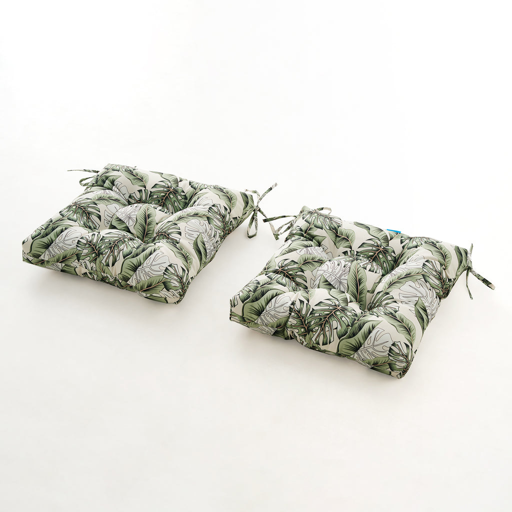 ARTPLANT Outdoor Dinning Seat Pads Cushions with Tie 19"x19"x4",Square Wicker Outdoor Tufted Chair Cushion,Set of 2