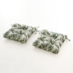ARTPLANT Outdoor Dinning Seat Pads Cushions with Tie 19"x19"x4",Square Wicker Outdoor Tufted Chair Cushion,Set of 2
