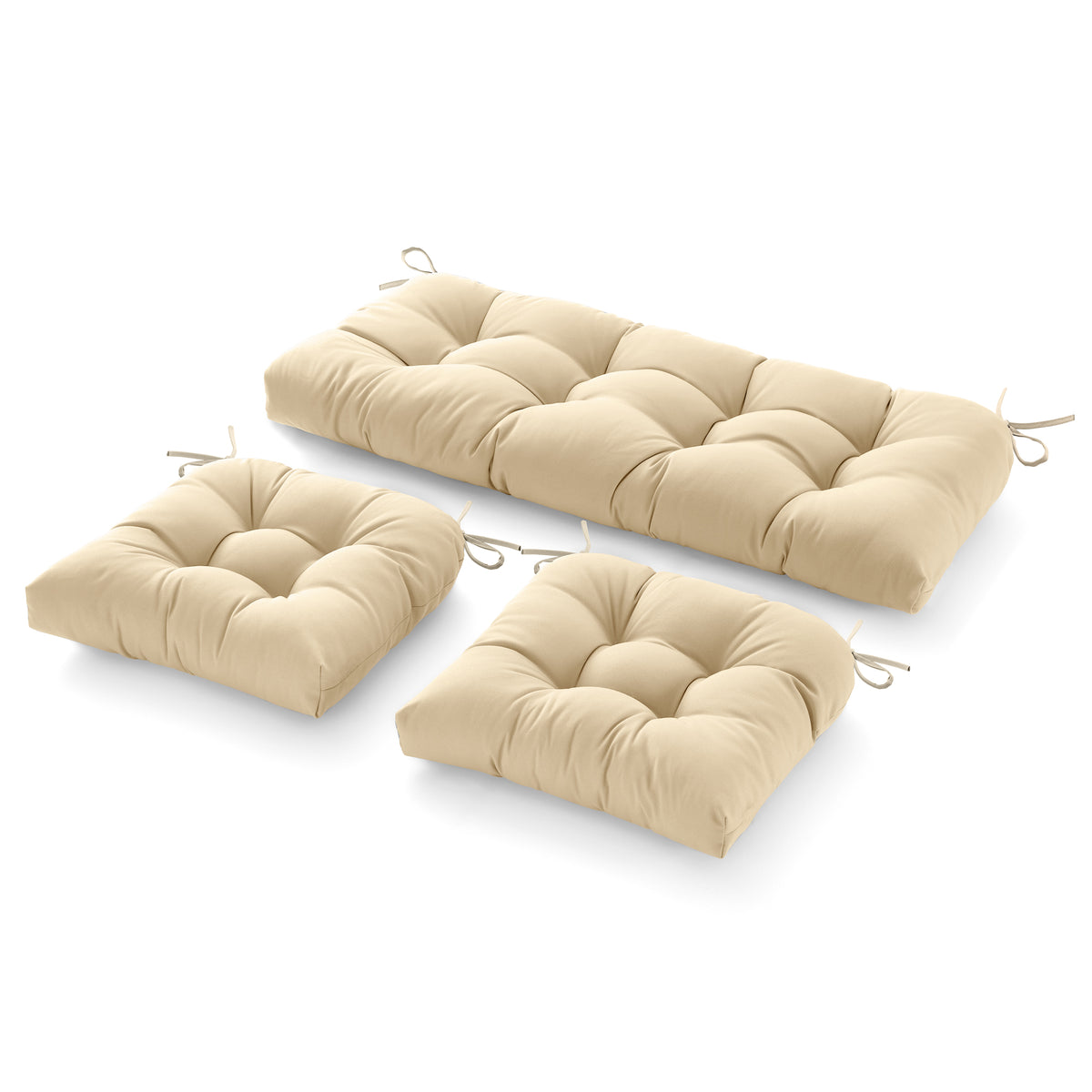 3 Pieces Outdoor Chair Cushions Clearance with Ties,44x19x5 Inches,1 Love seat &2 U-Shape Tufted Patio Bench Cushions for Wicker Outdoor Furniture,All Weather