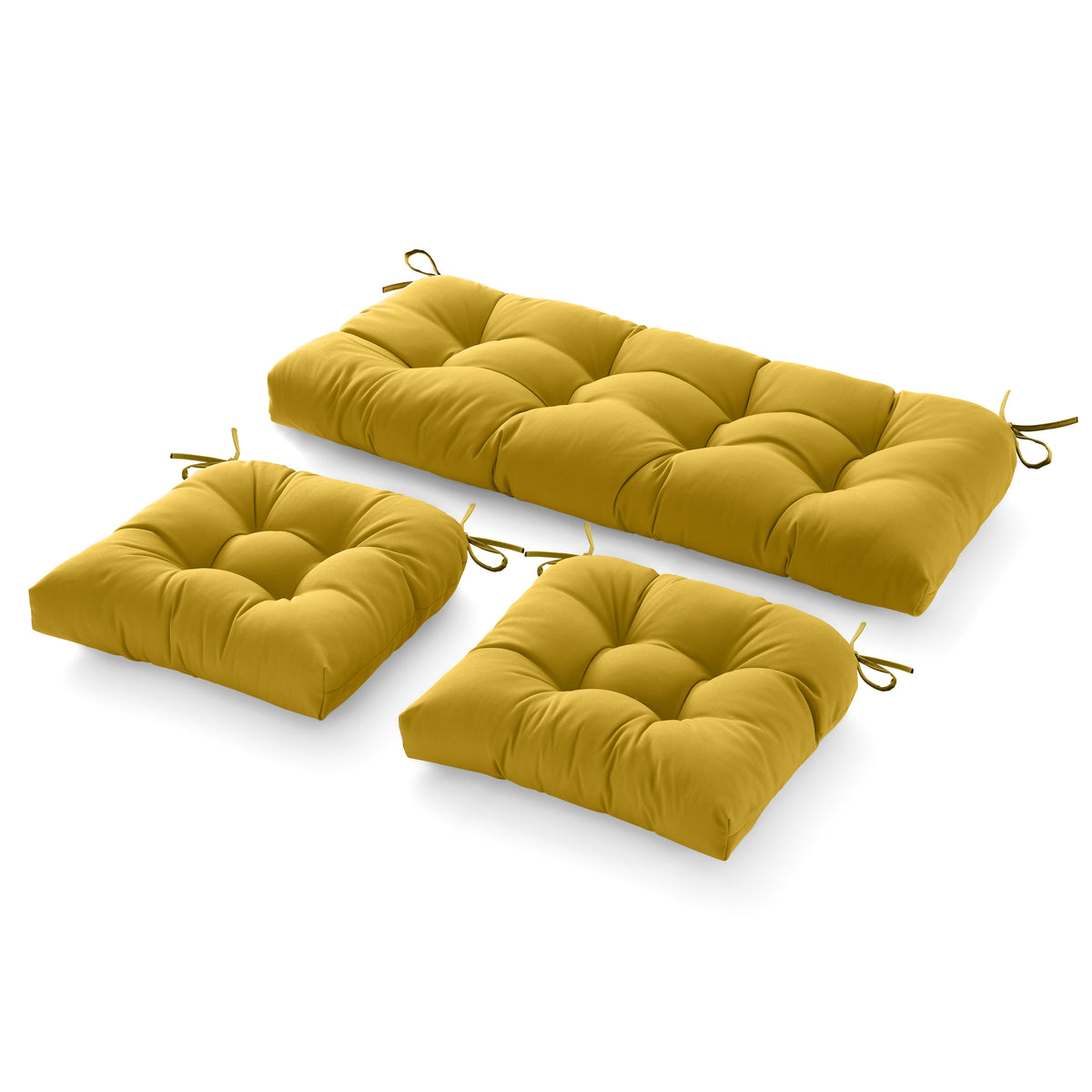 3 Pieces Outdoor Chair Cushions Clearance with Ties,44x19x5 Inches,1 Love seat &2 U-Shape Tufted Patio Bench Cushions for Wicker Outdoor Furniture,All Weather