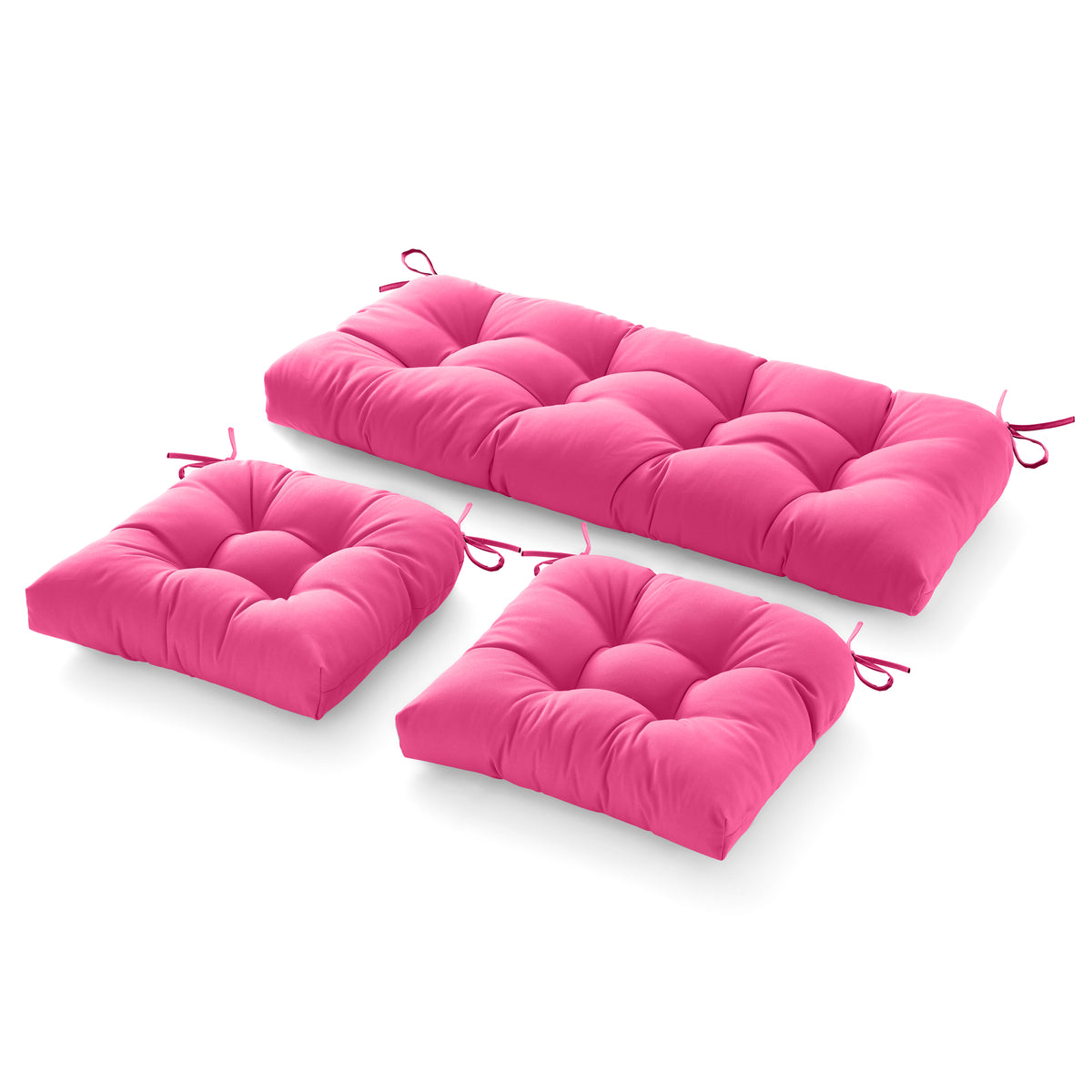 3 Pieces Outdoor Chair Cushions Clearance with Ties,44x19x5 Inches,1 Love seat &2 U-Shape Tufted Patio Bench Cushions for Wicker Outdoor Furniture,All Weather