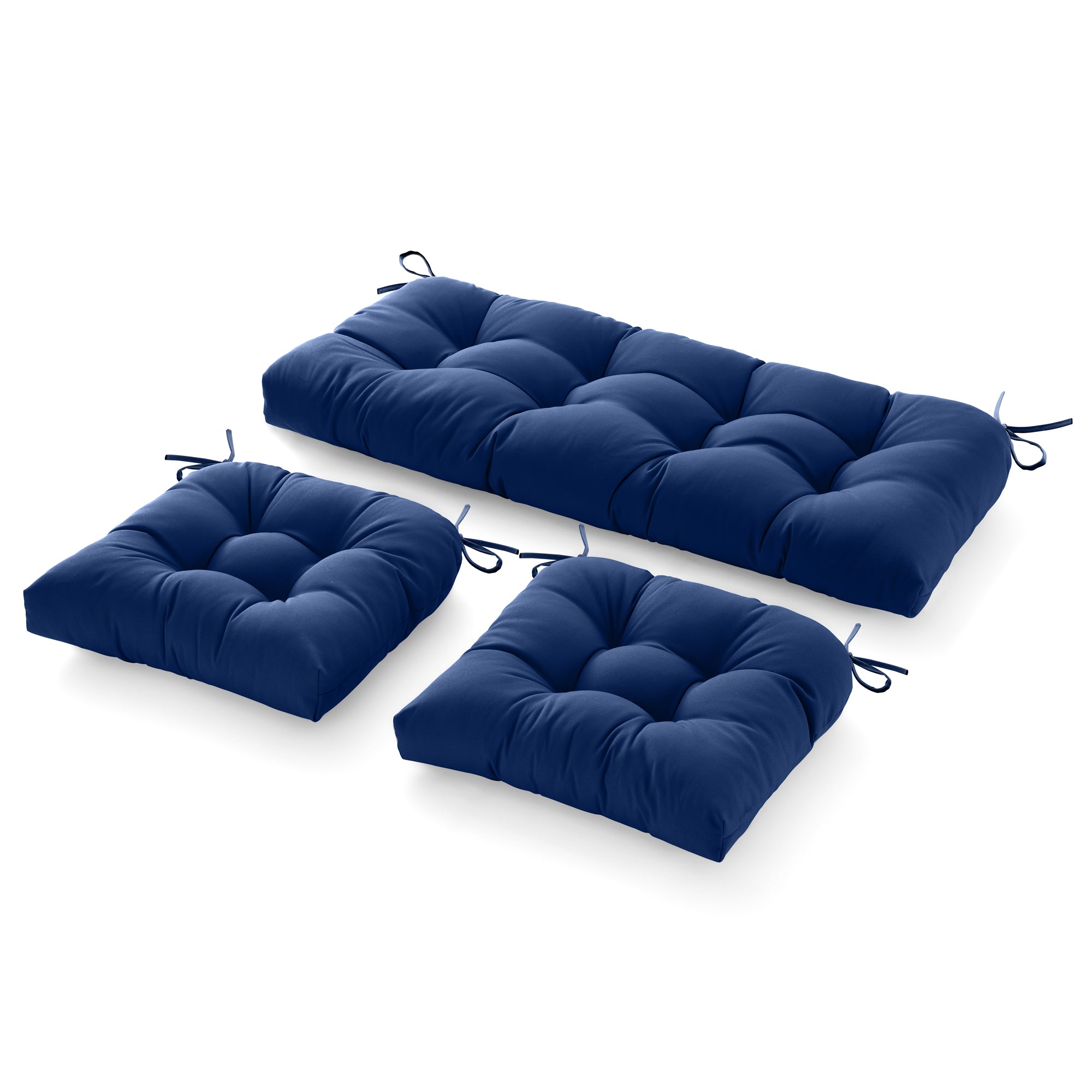 3 Pieces Outdoor Chair Cushions Clearance with Ties,44x19x5 Inches,1 Love seat &2 U-Shape Tufted Patio Bench Cushions for Wicker Outdoor Furniture,All Weather,