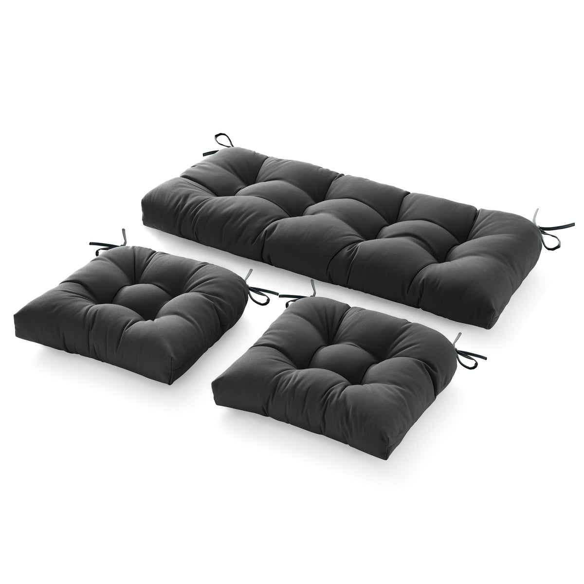 3 Pieces Outdoor Chair Cushions Clearance with Ties,44x19x5 Inches,1 Love seat &2 U-Shape Tufted Patio Bench Cushions for Wicker Outdoor Furniture,All Weather