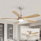 52 Inch Ceiling Fan with Light and Remote Control, 6-Speed Reversible Quiet DC Motor, 3 Color Temperatures LED Light, 3 Timer Settings, Adjustable Height for Large Room, Bedroom, Living Room (Walnut/Black/Orginal/White/Sakuragi)
