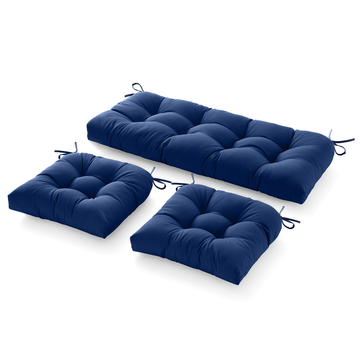 3 Pieces Outdoor Chair Cushions Clearance with Ties,44x19x5 Inches,1 Love seat &2 U-Shape Tufted Patio Bench Cushions for Wicker Outdoor Furniture,All Weather