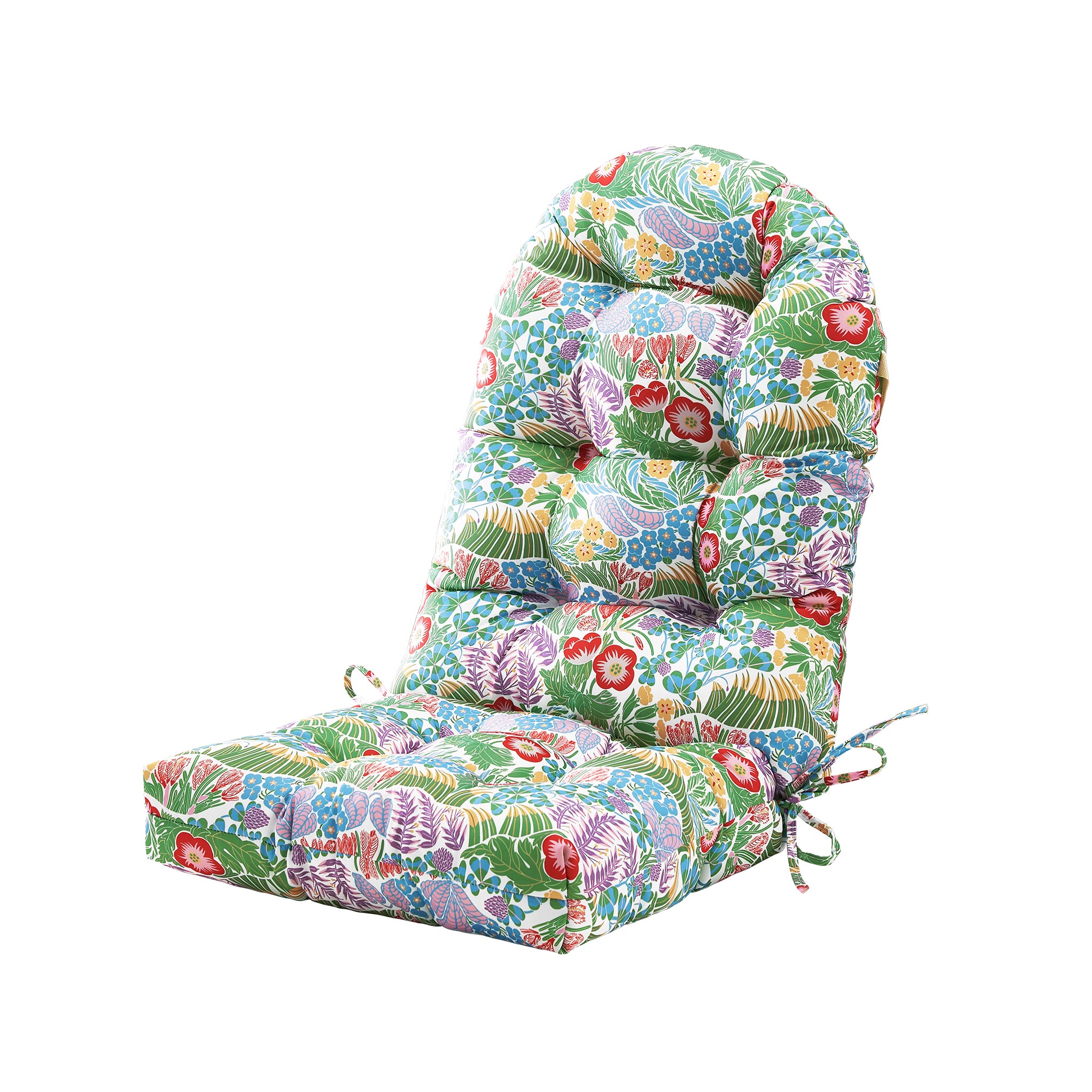 ARTPLAN Outdoor Adirondack Chair Cushion for Patio Furniture,Tufted Thick Seat & Round High Back Rocking Oudoor Colorful Cushion, 48"x21"x4" inches,Fade-Resistant,Floral
