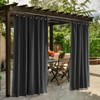 Waterproof Outdoor Curtains for Patio, Premium Thick Sunproof 90% Blackout Curtains with Rustproof Grommets for Porch, Pergola, Cabana, 2-Pack Set