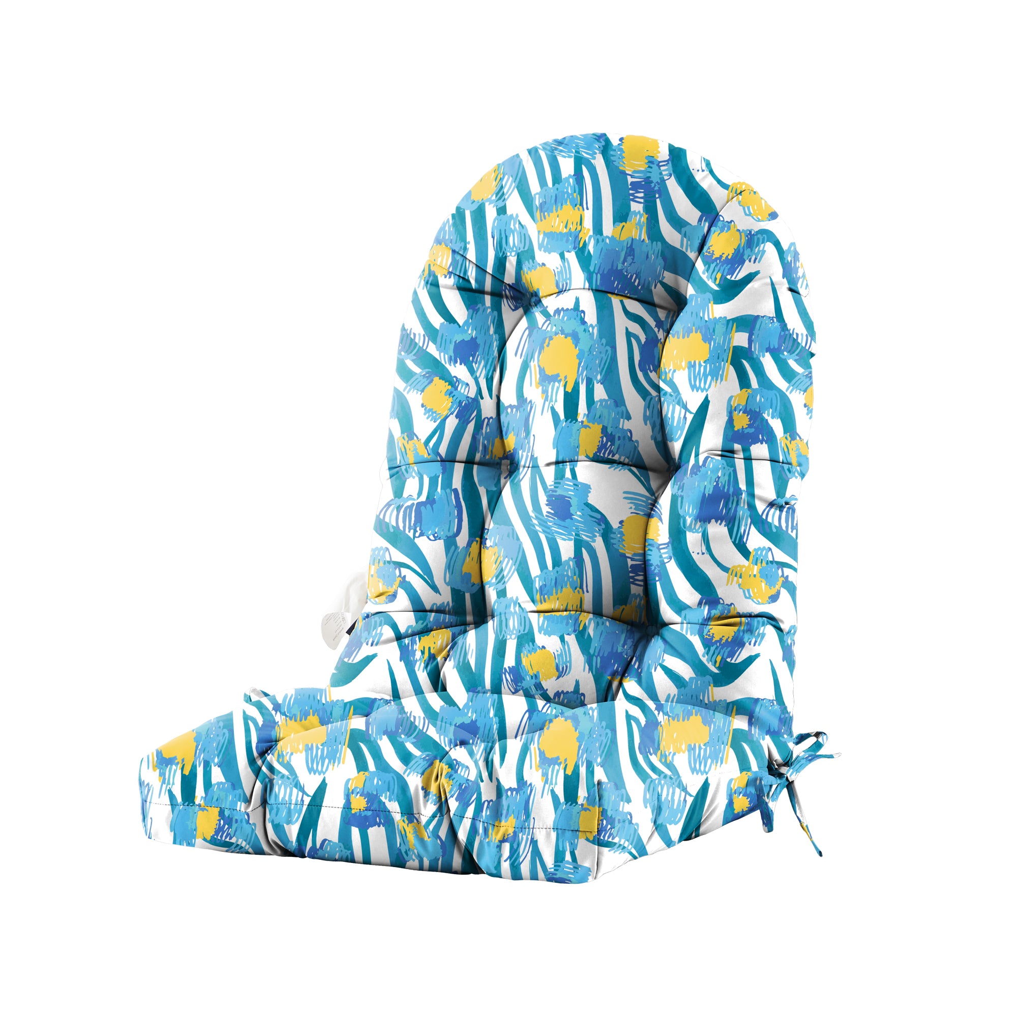 Floral High-Back Seat Cushion - Waterproof Outdoor Adirondack Chair Cushion for Patio Furniture with Tie, Vibrant Patterns, Premium Elastic Padding, Multi-Scenario Use