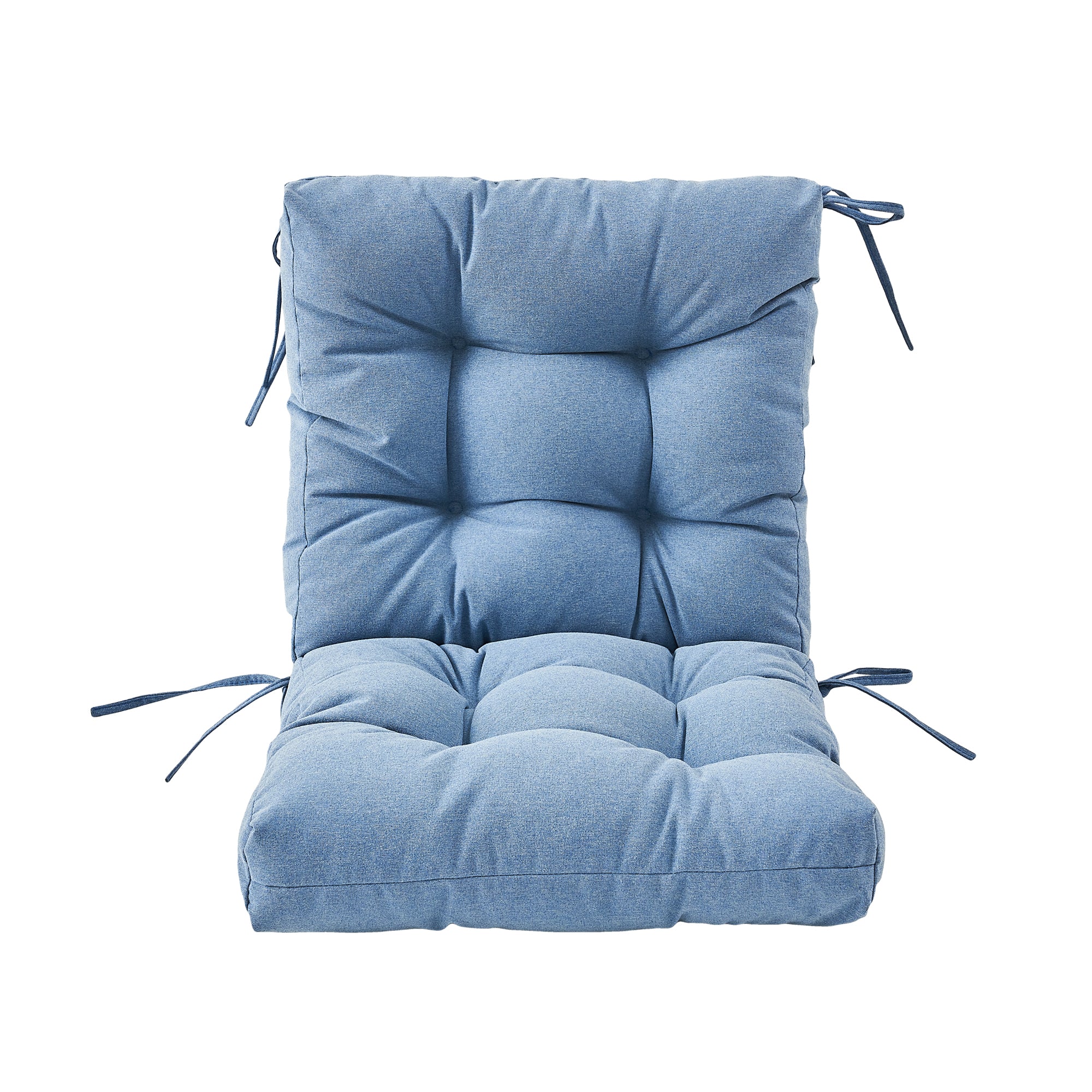 Artplan Outdoor Cushions Wicker Tufted Pillow with Back for Outdoor Furniture, Rocking Chair Cushion Premium Tufted Pads Set of Upper and Lower with Ties