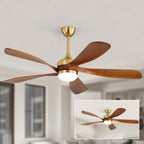 52 Inch Ceiling Fan with Light and Remote Control, 6-Speed Reversible Quiet DC Motor, 3 Color Temperatures LED Light, 3 Timer Settings, Adjustable Height for Large Room, Bedroom, Living Room (Walnut/Black/Orginal/White/Sakuragi)