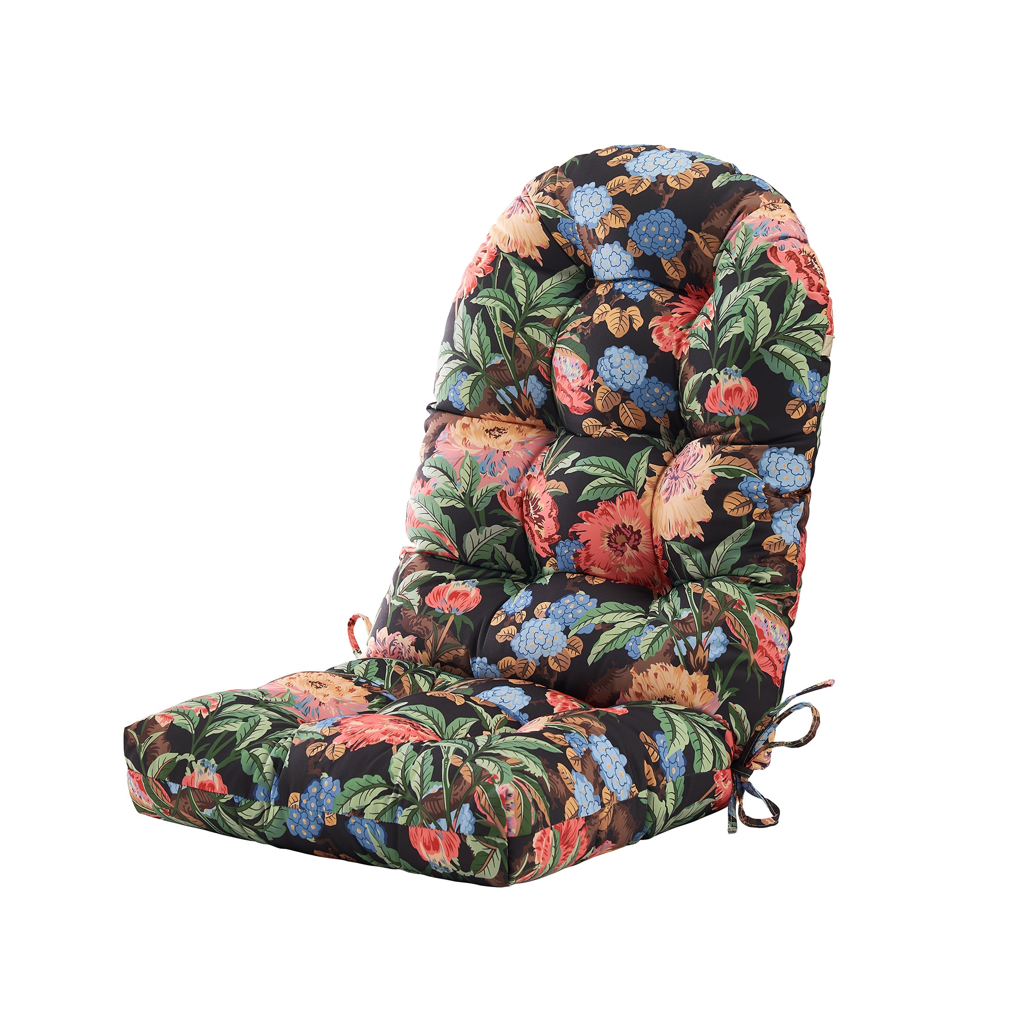 ARTPLAN Outdoor Adirondack Chair Cushion for Patio Furniture,Tufted Thick Seat & Round High Back Rocking Oudoor Colorful Cushion, 48"x21"x4" inches,Fade-Resistant,Floral
